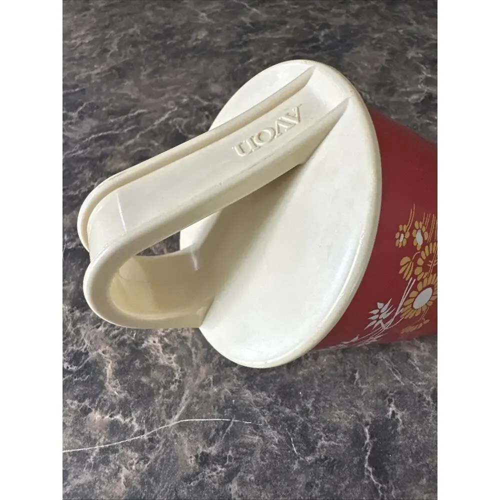 Vintage 1972 Avon 6 oz Flour Scoop Burnt Orange with flower pattern